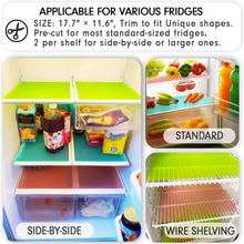 Brand For Less Usa colorful refrigerator shelf liners washable placed on wire and glass fridge shelves