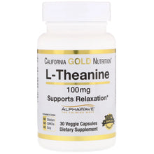 California Gold Nutrition, L-Theanine, Featuring AlphaWave, 100 mg, 30 Veggie Capsules