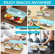 9 Pcs Stainless Steel Snack Containers with Lids and Lunch Box Bag, Grab and Go Snack Containers, Reusable 2 Compartment Stainless Steel Food Storage Containers Set for Travel & Outdoor Camping - Brands For Less USA