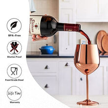 WOTOR Rose Gold Wine Glasses Set of 4, 18oz Copper Wine Glasses, Stainless Steel Wine Glasses, Unbreakable & Portable Stemmed Metal Wine Glass for Outdoor, Travel, Camping, Ideal Wine Accessories Gift