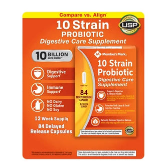 Member'S Mark 10-Strain Probiotic Digestive Care Supplement Capsules (84 Ct.) - Brands For Less USA