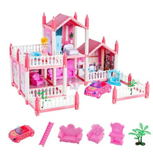 Anpro Pink Dollhouse Pretend Play Set for Kid, Big Villa Princess Castle, 5 Rooms Dollhouse with Doll Toy Figure for Boys and Girls Age 3+ Play House Gift Toys and Christmas - Brands For Less USA