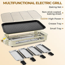 SUSLAS Electric Indoor Grill & Griddle, 1800W Smokeless Design with 4 Removable Nonstick Plates, Dishwasher Safe, Adjustable Temperature Control for Indoor Cooking