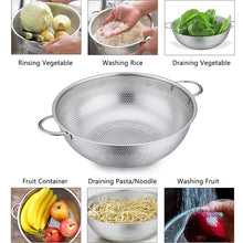 VeSteel Colander Set of 3, Stainless Steel Micro-Perforated Colanders Strainers for Draining Rinsing Washing, Ideal for Pasta Vegetables Fruits, Heavy Duty & Dishwasher Safe