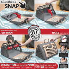 Sport Pet Designs Cat Carrier, Foldable Plastic, Medium, 25 lb Limit, Gray, 15.25" L x 18.5" W x 14.25" H