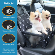 Petbobi Dog Car Booster Seat Travel Carrier for Dog Cat Portable Travel Bag with Seat Belt Safety Stable for Travel Pet Car Seat with Clip on Leash and Storage Package