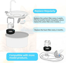 FWMB 16pcs Replacement Cat Water Fountain Filters, Compatiable with FWMB Cat Water Fountain 108oz/3.2L and 135oz/4.0L, 8 Pack Filters & 8 Sponges Foam Filter