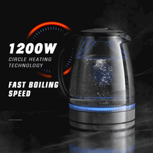 Electric Kettle, 1.7L Glass Boiler Electric Tea Kettle with Blue LED Indicator Light, Silver