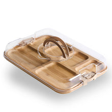 Cook With Color Rectangular Bamboo Cutting Board with Locking Lid, Dual-Function Charcuterie & Serving Board