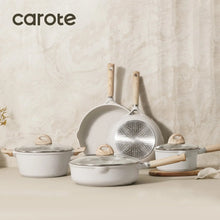 Carote 21pcs Pots and Pans Set Non Stick, Cookware Set Induction Ready, Kitchen Cooking Set, Beige