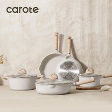 Carote 21pcs Pots and Pans Set Non Stick, Cookware Set Induction Ready, Kitchen Cooking Set, Beige