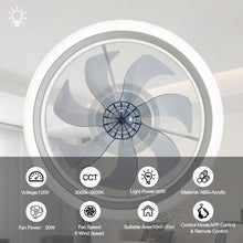 LISUNAR Ceiling Fans with Lights and Remote,20" Low Profile Ceiling Fan with Light,Dimmable LED Smart Ceiling Fan,Modern Flush Mount Fan Light,Bladeless Ceiling Fans for Bedroom,Living Room-White