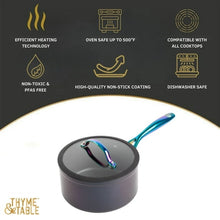 Thyme & Table 2.5 QT Non-Stick Sauce Pan with Glass Lid - Rainbow, Signature Collection