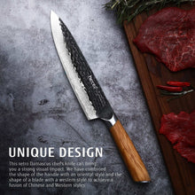 Hecef Japanese Chef Knife, Forged 67-Layer Damascus Steel Ultra Sharp Professional Hammered Carving Knife