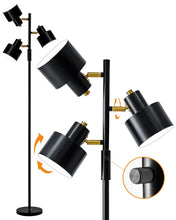 Yokila 66.25" 3 Light Modern Black Metal Floor Lamp for Living Room Bedroom Tall Standing Lamp with Rotary Switch for Home Office