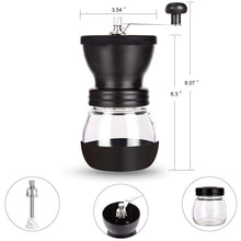 Baalaka Manual Coffee Bean Grinder Small, Ceramic Burr, 2 x 11oz Glass Jars, Stainless Steel Handle for Drip, Espresso, French Press & Turkish Brew