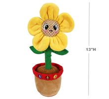 Spark Create Imagine Learning Bilingual Talking and Dancing Plush Sunflower, 14 inch, Light Features, Repeats What You Say