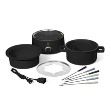 Beautiful 3 Qt Electric Fondue Set with Bonus 2 qt Ceramic Pot, Black Sesame by Drew Barrymore