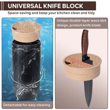 Vesteel Kitchen Knife Set of 7, Professional Stainless Steel Knives Set for Kitchen with Universal Knife Block - Khaki