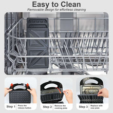 Bluebow 3 in 1 Sandwich Maker, 2 Slice Waffle Maker, Panini Press Grill with Removable Non-Stick Plates, Breakfast Grilled Cheese Maker