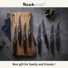 Wanbasion 8PCS Black Steak Knives Set, Steak Knife Set Dishwasher Safe, Sharp Steak Knives Set for Kitchen with Ergonomic Handles