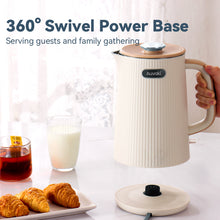 Auvaki 1.7L Electric Kettle, 1200W Stainless Steel Double Wall Water Boiler with Cool-Touch Handle & Auto Shut-off, Cream White