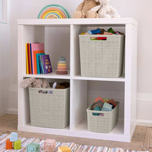 Curver Jute Narrow Beige Plastic Decorative Storage Basket, 13.6 in x 6.7 in x 5.7 in