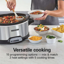 Hamilton Beach 7 Qt Programmable Slow Cooker, Stoneware Crock with Removable Pot, Includes Party Dipper Food Warmer, Stainless Steel