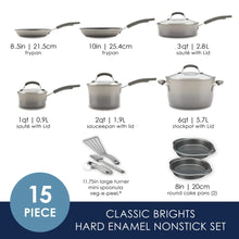 Rachael Ray 15 Piece Hard Enamel Nonstick Pots and Pans Set