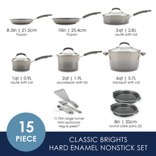 Rachael Ray 15 Piece Hard Enamel Nonstick Pots and Pans Set