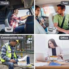 Electric Lunch Box Food Heater, AOKIWO 80W Electric Heating Lunch Boxes for Car/Men/Adults/Home/Work, 1.5L Removable 304 Stainless Steel Container, 110V/12V/24V, with Fork & Spoon - Brands For Less USA