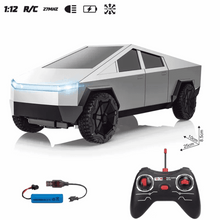 1:12 Cool Cybertruck RC Pickup - 4WD Dual-Motor High-Speed All-Terrain 27MHz RC Car with LED Lights - Kids Boys Gift Toy