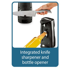 Mainstays Can Opener and Knife Sharpener, Bottle Opener with Removable Cutting Lever Black