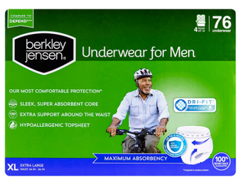 Berkley Jensen Incontinence Underwear for Men - XL, 76 ct.