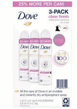 Dove Clear Finish Antiperspirant Spray, 3 ct.