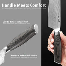 Cuchillo de chef Hecef de 8 pulgadas con patrón de damasco japonés y mango ergonómico de madera