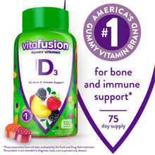 Vitafusion Vitamin D3 Gummy Vitamins; Peach; Blackberry and Strawberry Flavored; 150 Count