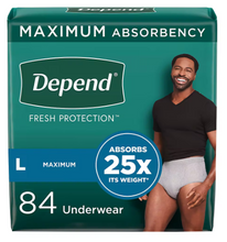 Depend Fresh Protection Adult Incontinence Underwear for Men, Large - Grey, 84 ct.