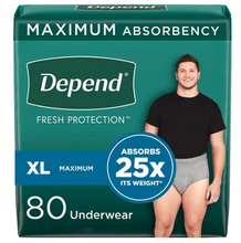 Depend Fresh Protection Adult Incontinence Underwear for Men, Extra-Large - Grey, 80 ct.