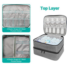 LAKYRIK Medicine Bag, Double Layers Pill Bottle Organizer Bag for Emergency Medication,Supplements or Medical Kits, Zippered Lockable Empty Medicine Bag for Home (Grey, M)