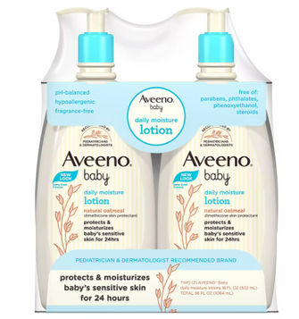Aveeno Baby Daily Moisture Lotion, For Delicate Skin, Fragrance Free, 2 pk./18 fl. oz