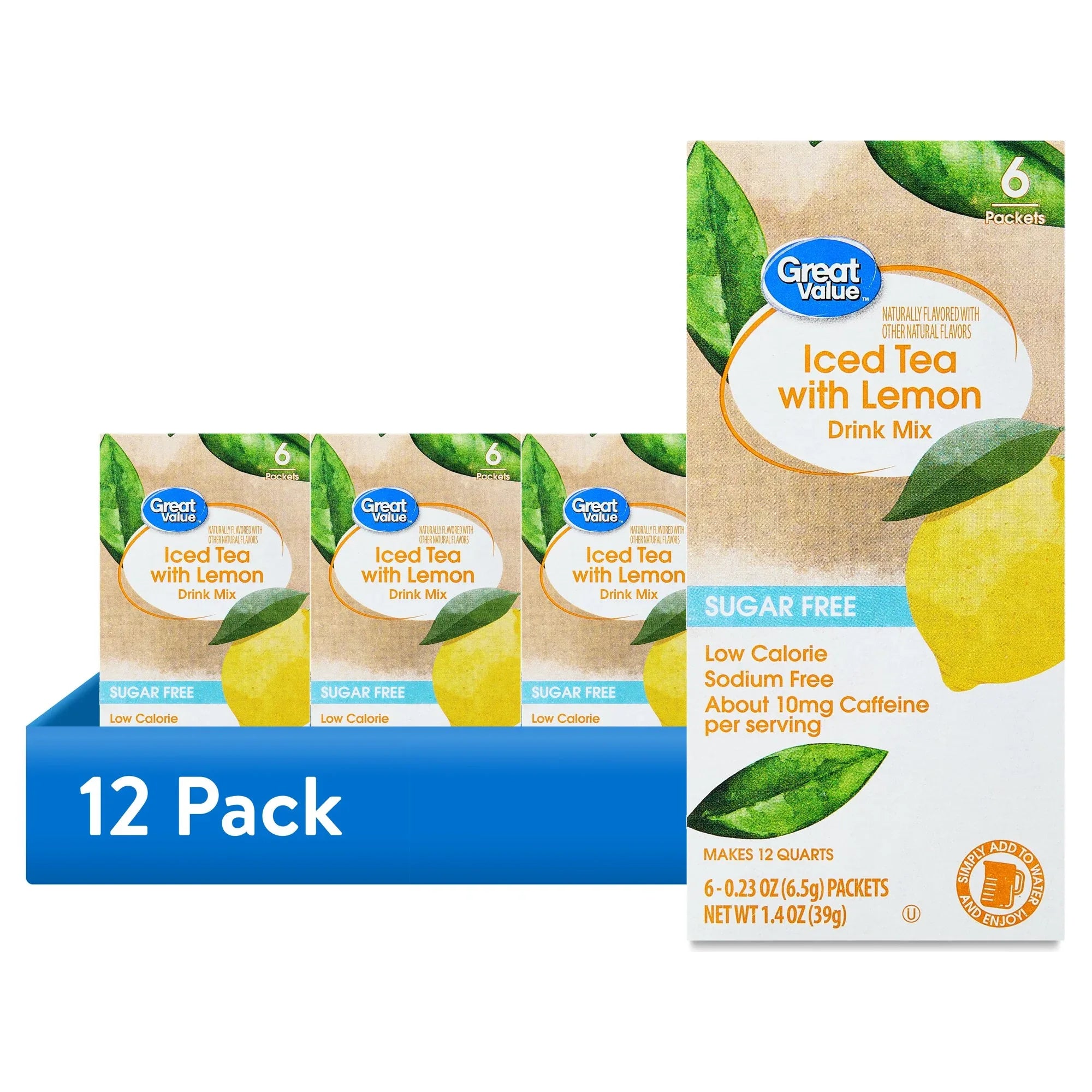 (12 pack) Great Value Sugar-Free Iced Tea with Lemon Powdered Drink Mi ...