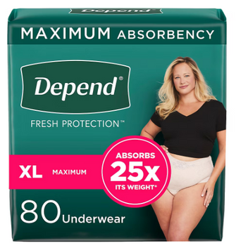Depend Fresh Protection Adult Incontinence Underwear for Women, Extra-Large - Blush, 80 ct.