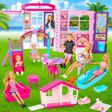 FUNWEE Doll House Playset with 60+ Accessories Including House Furniture, Pets, Bathtubs, Swings, Slides and other accessories