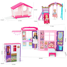 FUNWEE Doll House Playset with 60+ Accessories Including House Furniture, Pets, Bathtubs, Swings, Slides and other accessories