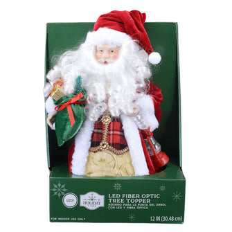 12" LED Fiber Optic Multicolor Santa Christmas Tree Topper, 0.79 lb, by Holiday Time