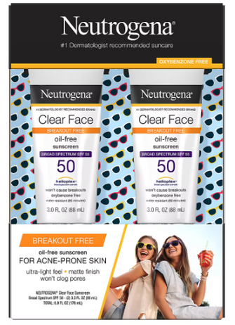 Neutrogena Clear Face Liquid Lotion Sunscreen, 2 pk