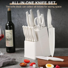 Walchoice 15 Pieces Knife Set with Block, High Carbon Stainless Steel Kitchen Knife Set with Sharpener, Rust Resistant & Dishwasher Safe