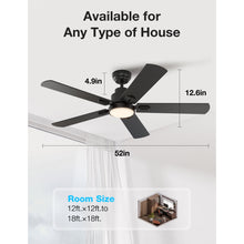 Ventilador de techo negro Warmiplanet de 52" con luz y control remoto 