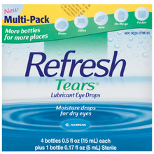 Refresh Tears Lubricant Eye Drops Multipack, 4 ct./0.5 fl. oz. with Sterile Drops Bottle, 0.17 oz